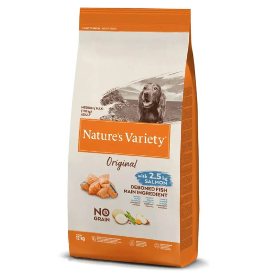 NATURE`S VARIETY DOG ADULT MED/MAX - за кучета от средни/едри породи, със Сьомга, 12кг -  - Zoolink