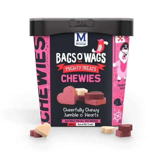 BAGS O’ WAGS CHEWIES HEARTS - лакомства за куче дъвчащи сърчица микс, 500г -  - Zoolink