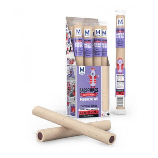 BAGS O’ WAGS MEGACHEWS MARROW BONE BEEF - лакомство за куче мега стик-кост с вкус Говеждо, 120г -  - Zoolink