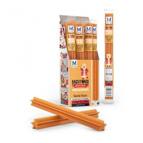 BAGS O’ WAGS MEGACHEWS DENTAL STICK BUTTERNUT - лакомство за куче мега дентастик с вкус Тиква, 120г -  - Zoolink