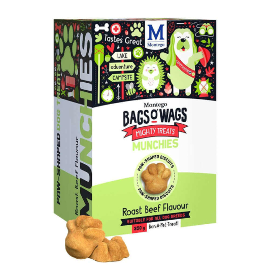 BAGS O’ WAGS MUNCHIES BEEF - кучешки бисквитки лапички с вкус Говеждо, 350г -  - Zoolink