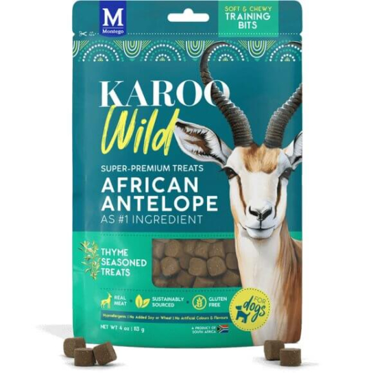 KAROO WILD ANTELOPE THYME BITS  - лакомства за куче хапки с месо от Антилопа и Мащерка, 113г -  - Zoolink