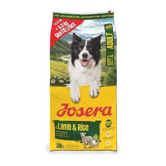 JOSERA DOG ADULT - за кучета от всички породи с Агне и Ориз, 12.5 кг +2.5кг гратис -  - Zoolink