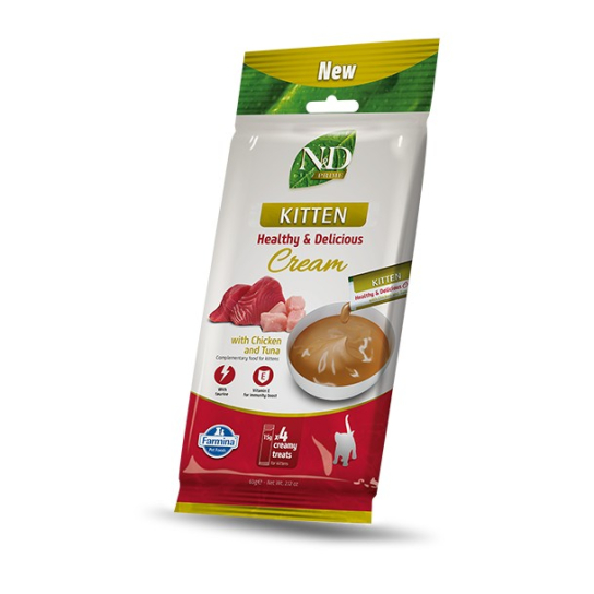 N&D PRIME KITTEN CREAM - кремообразни лакомства с Пиле и Риба Тон, сашета 4х15г -  - Zoolink