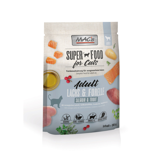 MAC'S CAT ADULT - за пораснали котки, Сьомга и Пъстърва, 300г -  - Zoolink