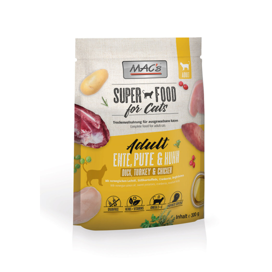 MAC'S CAT ADULT - за пораснали котки, Патешко, Пуешко и Пилешко, 300г -  - Zoolink