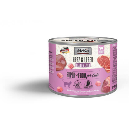 MAC'S CAT ADULT - за пораснали котки, Сърца и Черен дроб, консерва 200г -  - Zoolink