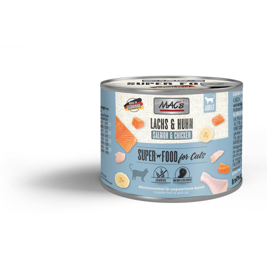 MAC'S CAT ADULT - за пораснали котки, Сьомга, Пиле, банан, консерва 200г -  - Zoolink MAC'S CAT ADULT - за пораснали котки, Сьомга, Пиле, банан, консерва 200г -  - Zoolink