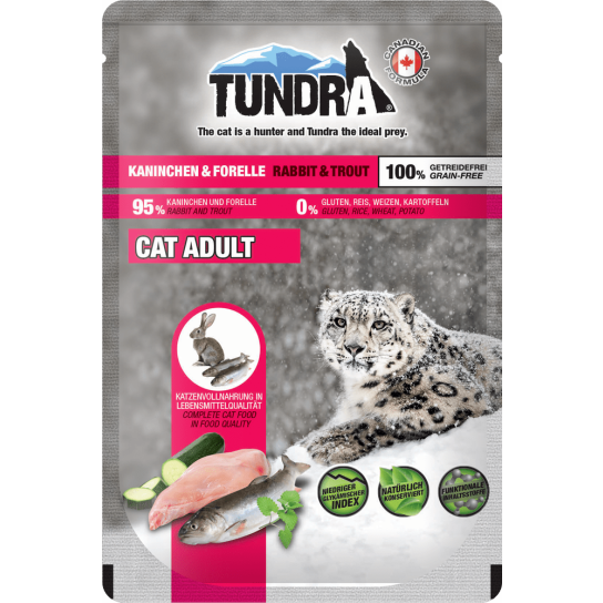 TUNDRA CAT ADUTL - за котки в зряла възраст, Заек и Пъстърва, пауч 85г -  - Zoolink