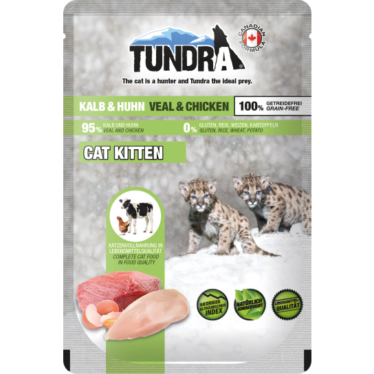 TUNDRA CAT KITTEN - за подрастващи котки, Телешко и Пиле, пауч 85г -  - Zoolink