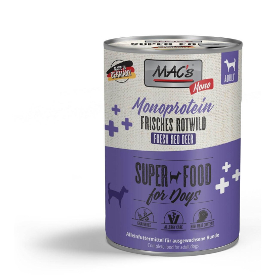 MAC'S DOG ADULT MONOPROTEIN - за пораснали кучета, Елен, консерва, 400г -  - Zoolink