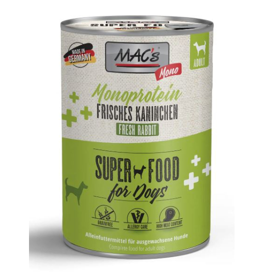MAC'S DOG ADULT MONOPROTEIN - за пораснали кучета, Заек, консерва 800г -  - Zoolink