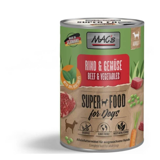 MAC'S DOG ADULT - за пораснали кучета, Говеждо и Зеленчуци, консерва 400г -  - Zoolink