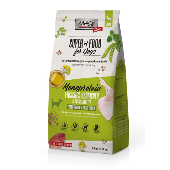 MAC'S DOG ADULT MONOPROTEIN - за пораснали кучета, Заек и сладък картоф, 750г -  - Zoolink
