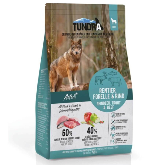 TUNDRA DOG ADULT - за кучета в зряла възраст, Елен, Пъстърва и Говеждо, 750г -  - Zoolink
