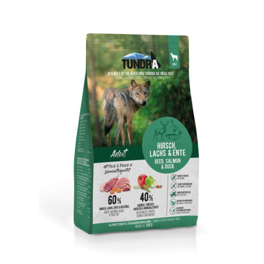 TUNDRA DOG ADULT - за кучета в зряла възраст, Елен, Сьомга и Патица, 750г -  - Zoolink