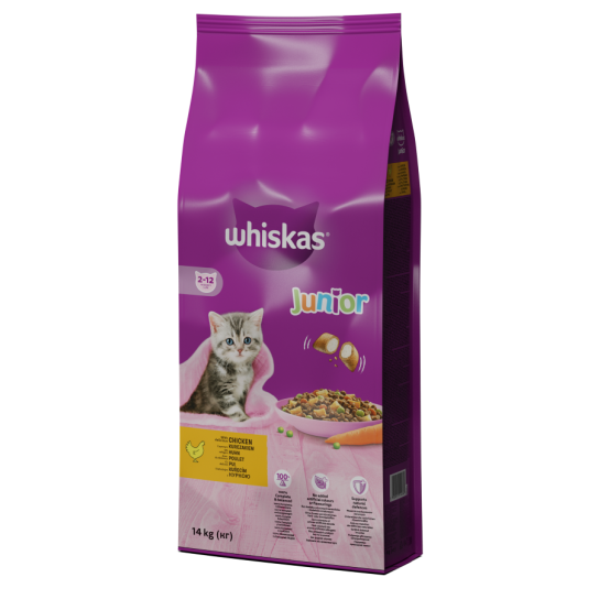 Whiskas Джуниър Суха Храна с Пилешко 14Kg -  - Zoolink