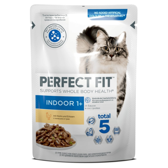 Perfect Fit Indoor Пауч за котки с Пиле и Граx в сос, 85г -  - Zoolink