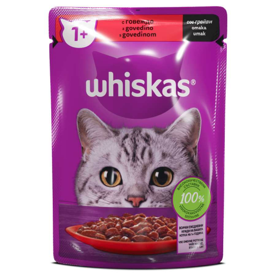 Whiskas Пауч Говеждо 85гр. -  - Zoolink