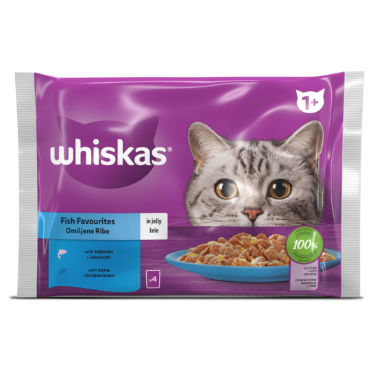 Whiskas Пауч Рибни Ястия в желе, 4x85г -  - Zoolink