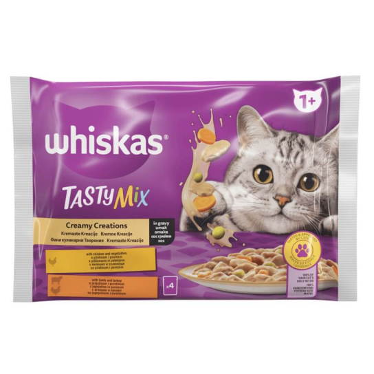 Whiskas Пауч Tasty Mix Кремообразни Ястия в сос грейви, 4x85г -  - Zoolink