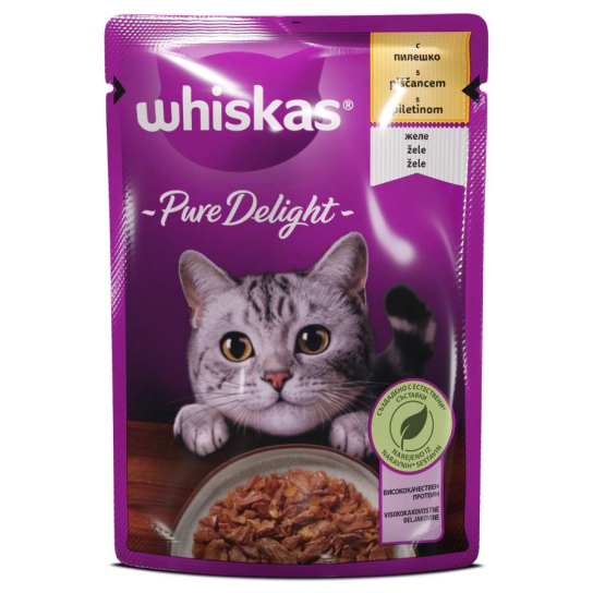 Whiskas Пауч Pure Delight Пилешко в желе, 85г -  - Zoolink