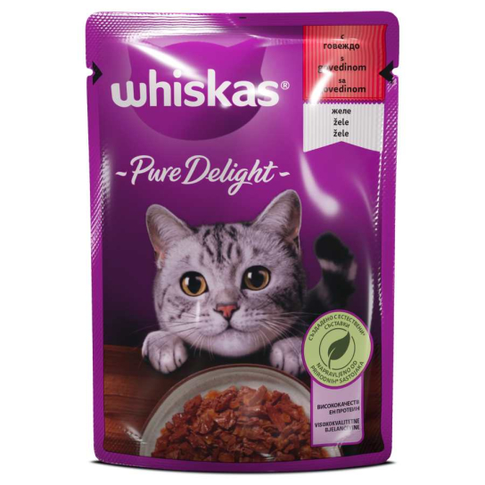 Whiskas Пауч Pure Delight Говеждо в желе, 85г -  - Zoolink
