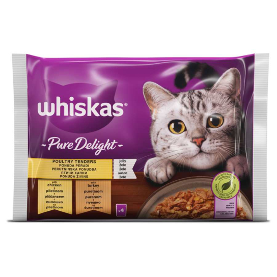 Whiskas Пауч Pure Delight Птичи Ястия в желе, 4x85г -  - Zoolink