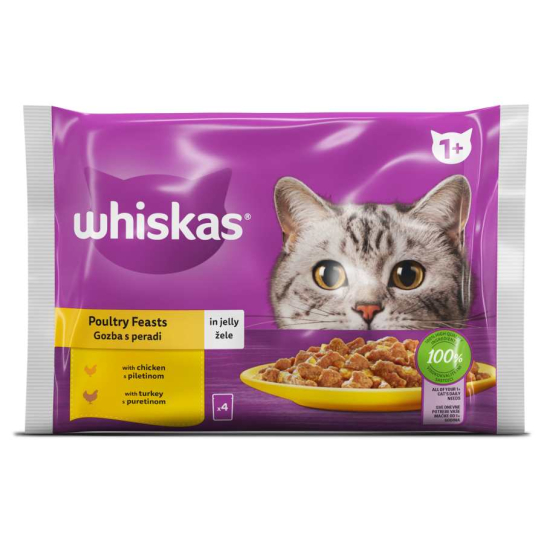 Whiskas Пауч Птичи Ястия в желе, 4x85г -  - Zoolink