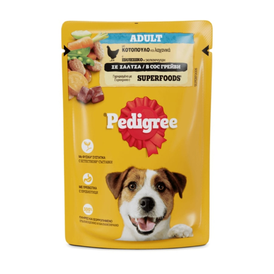 Pedigree Пауч Пилешко и Зелeнчуци в сос грейви, 100г -  - Zoolink