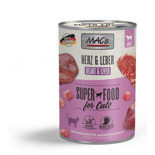 MAC'S CAT ADULT - за пораснали котки, Сърца и Черен дроб, консерва 400г -  - Zoolink
