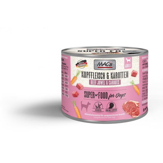 MAC'S DOG ADULT- за пораснали кучета, Говеждо и Моркови, консерва 200г -  - Zoolink