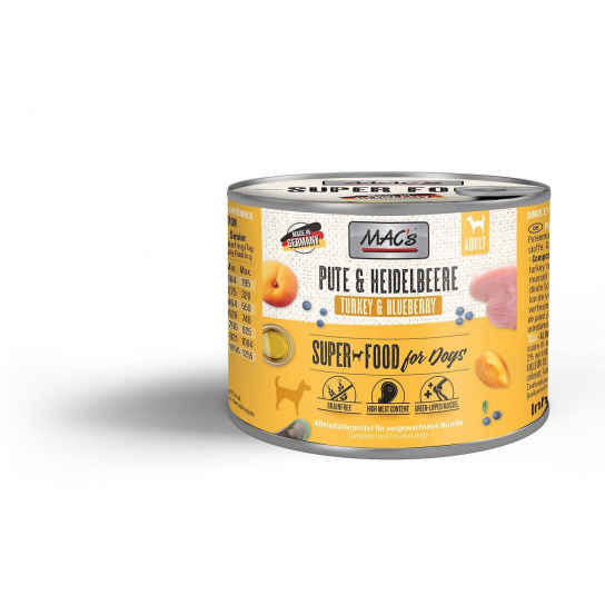 MAC'S DOG ADULT - за пораснали кучета, Пуйка, Боровинка и Кайсии, консерва 200г -  - Zoolink