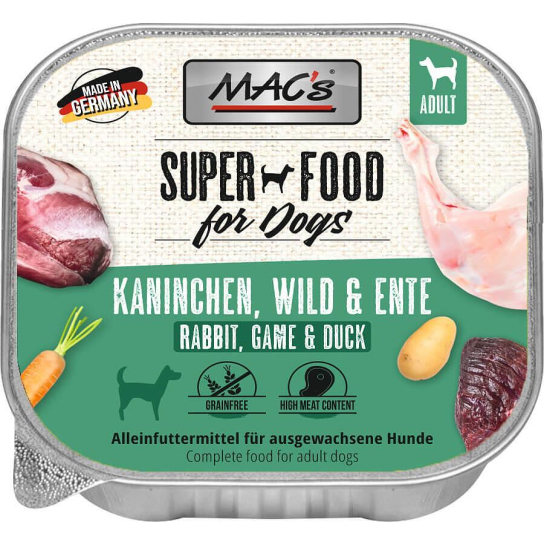 MAC'S DOG ADULT - пастет за пораснали кучета, Заек, Дивеч и Патица, 150г - - Zoolink MAC'S DOG ADULT - пастет за пораснали кучета, Заек, Дивеч и Патица, 150г - - Zoolink