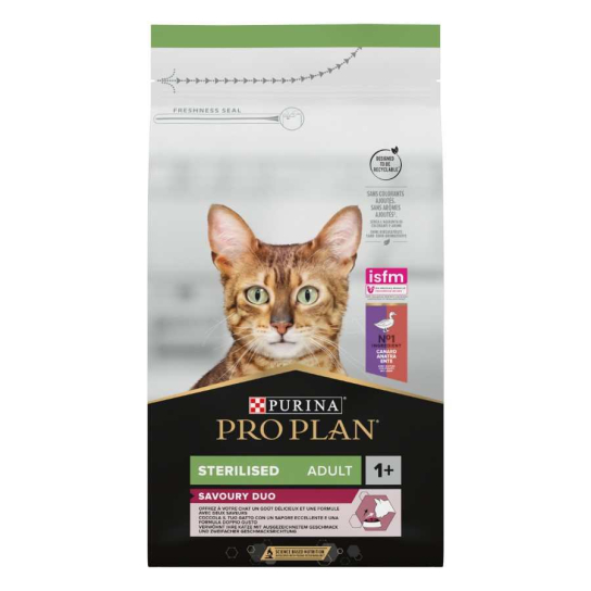 Purina Pro Plan STERILISED за кастрирани котки в зряла възраст, с Патица и Дроб, 1.5kg -  - Zoolink