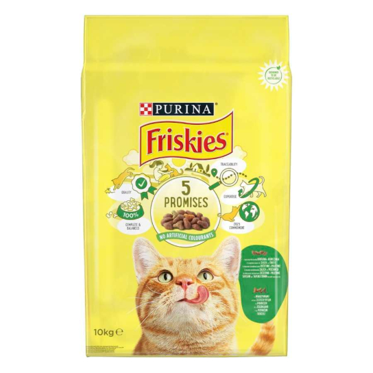 Purina Friskies за котки в зряла възраст, Заек, Пиле и Зеленчуци, суха храна, 10kg -  - Zoolink