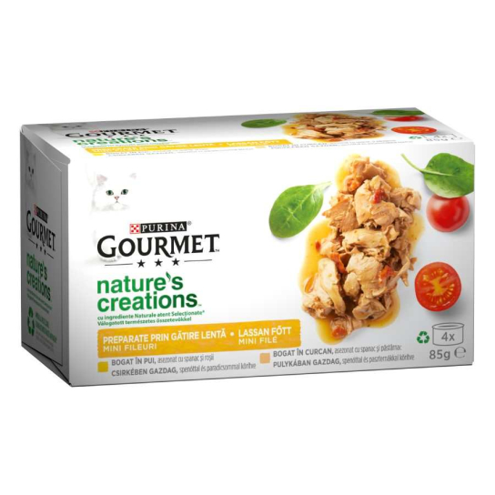 Purina Gourmet Nature's Creations за котки в зряла възраст, Пиле със спанак и домати, Мултипак 4x85g -  - Zoolink