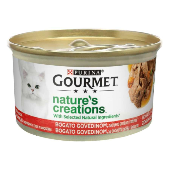 Purina Gourmet Nature's Creations за котки в зряла възраст, Говеждо с грах и моркови, 85g -  - Zoolink