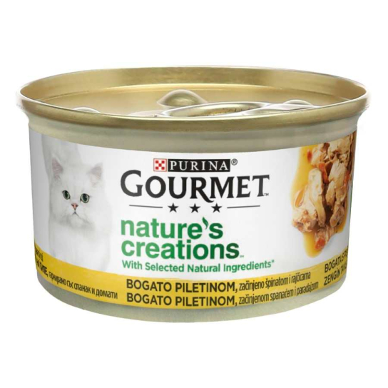 Purina Gourmet Nature's Creations за котки в зряла възраст, Пиле със спанак и домати, 85g -  - Zoolink