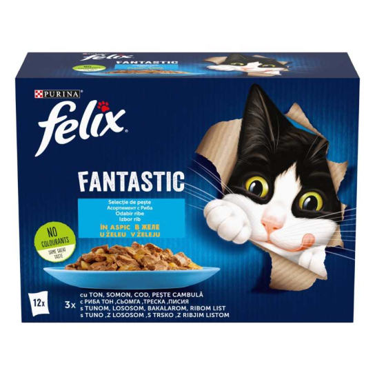 Мултипак Felix Fantastic за котки в зряла възраст, Рибно Mеню в желе, 12х85g -  - Zoolink