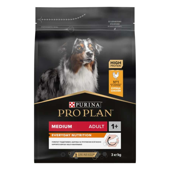 Purina Pro Plan Dog Medium Adult за кучета в зряла възраст от средни породи, Пиле, 3kg -  - Zoolink