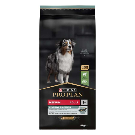 Purina Pro Plan Dog Medium Adult Sensitive Digestion за кучета от средни породи, Агне, 14kg -  - Zoolink