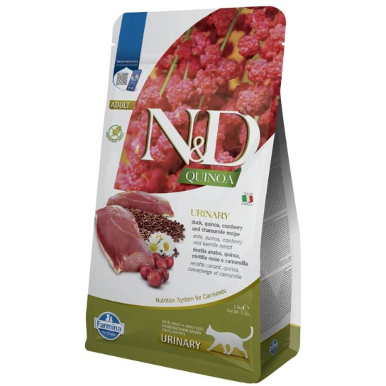 N&D QUINOA URINARY CAT  – котки над 1г. за уринарен тракт с киноа, патица, боровинка и лайка, 1.5кг -  - Zoolink