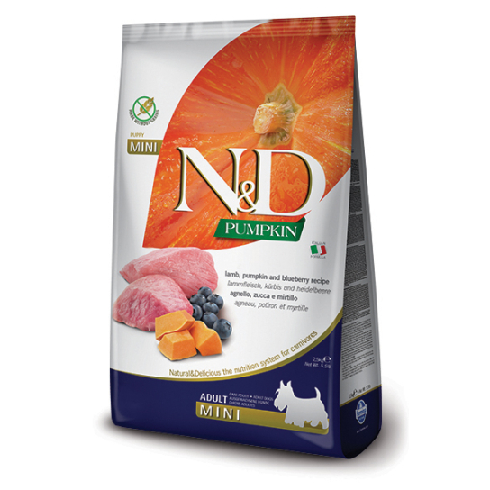 N&D GF PUMPKIN ADULT MINI - за кучета зряла възраст от дребни породи тиква, агне и боровинки, 7к -  - Zoolink