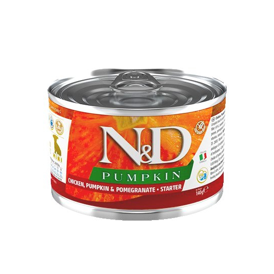 N&D PUMPKIN CHICKEN STARTER PUPPY MINI – за кучета до 1г., Пиле, тиква и нар, консерва 140г -  - Zoolink