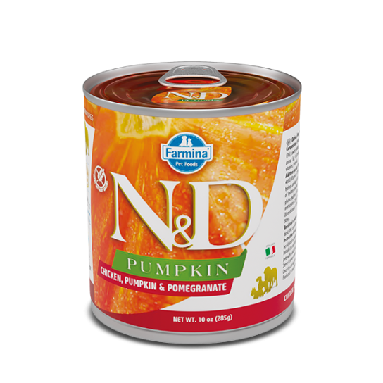 N&D DOG CHICKEN & PUMPKIN & POMEGRANATE – за кучета над 1г., с пиле, тиква и нар, консерва 285г -  - Zoolink