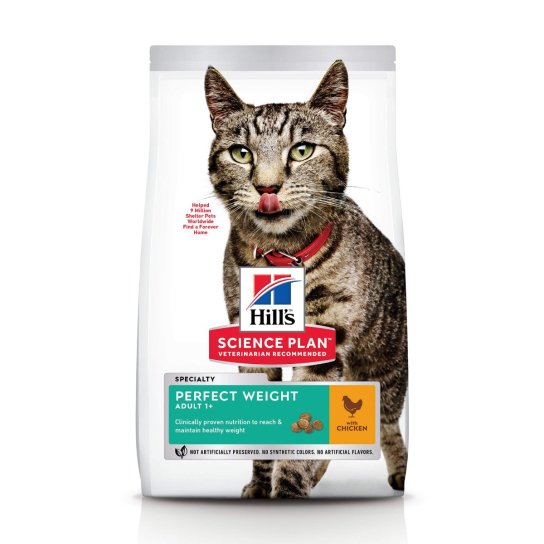 Hill's SP Feline Adult Perfect Weight Chicken – за поддържане на тегло за котки над 1г., Пиле, 1.5кг -  - Zoolink