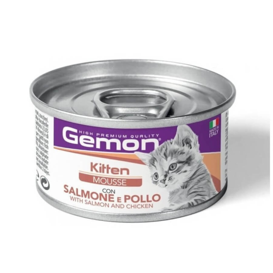 GEMON Kitten salmon&Chicken – за подрастващи котки със сьомга и пилешко, консерва 85гр. -  - Zoolink