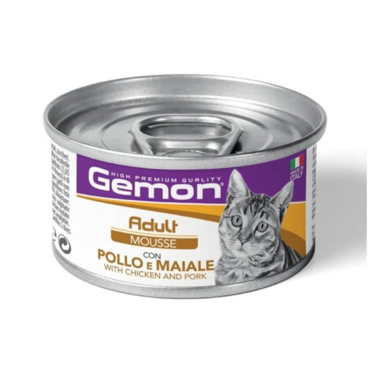 GEMON Adult Chicken&Pork – за котки в зряла възраст с пилешко и свинско, консерва 85гр. -  - Zoolink