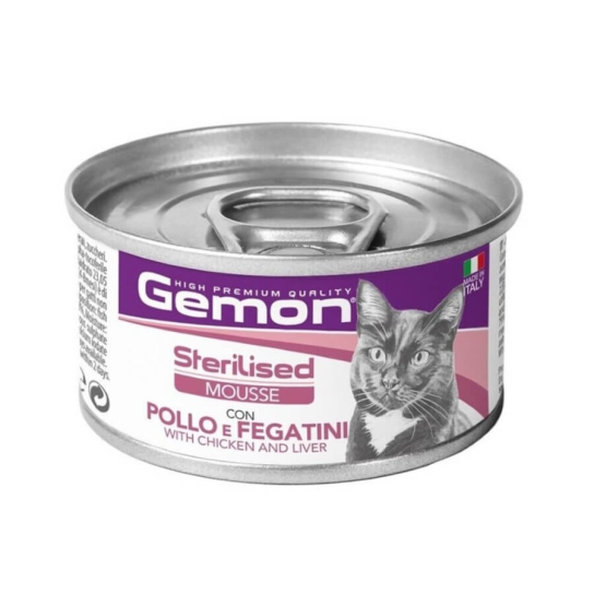 GEMON Sterilised Chicken&liver – за кастрирани котки  с пилешко и черен дроб, консерва 85гр. -  - Zoolink